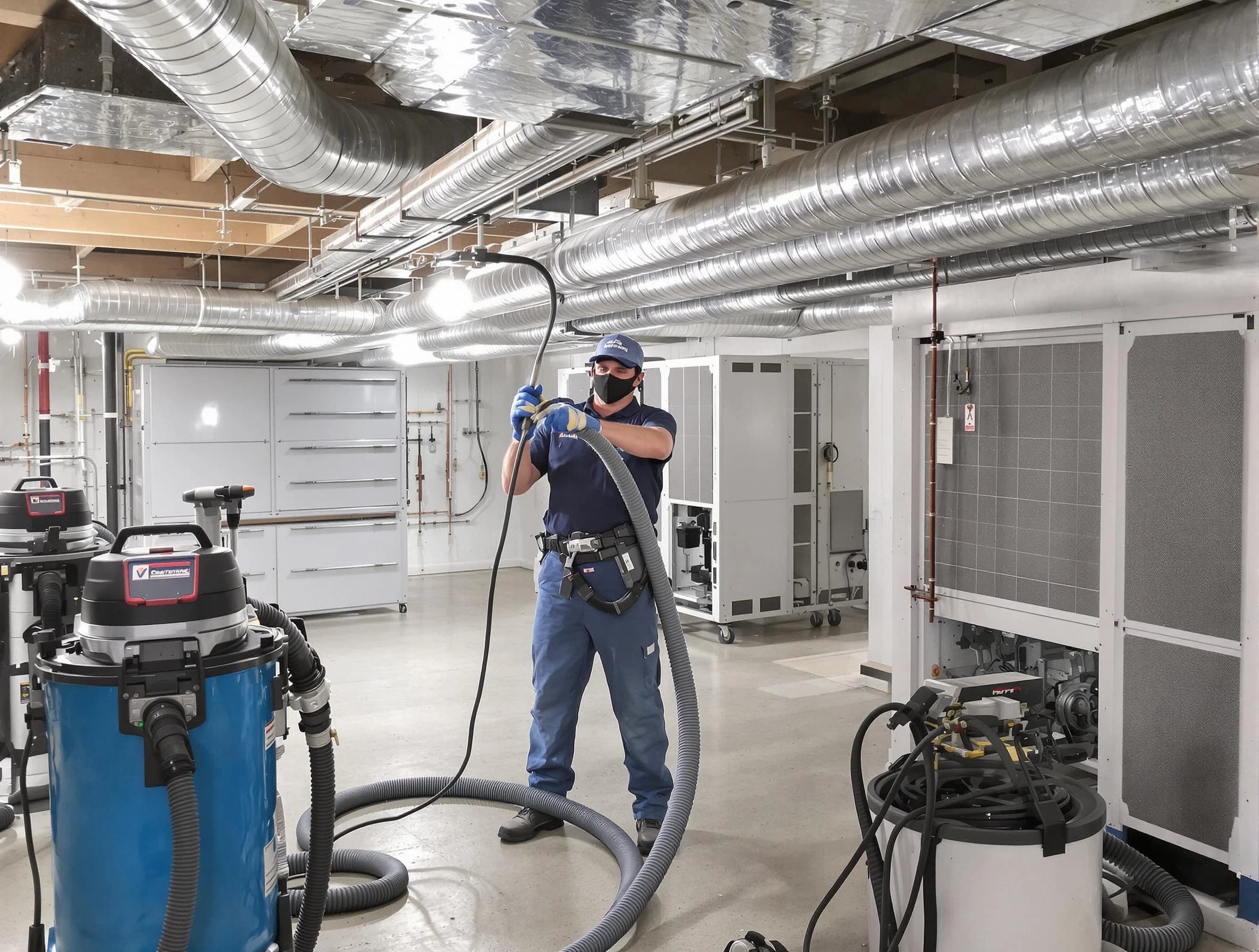 Orange Air Duct Cleaning specialist performing thorough central air duct cleaning for improved system efficiency in Orange