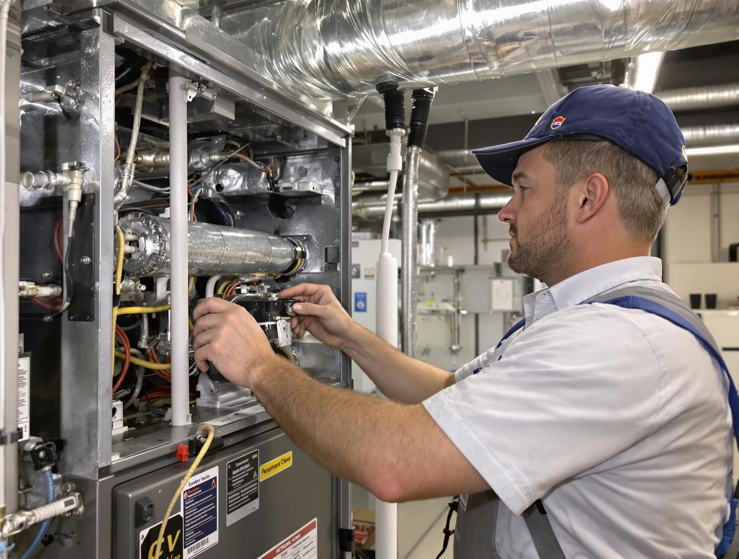 Orange Air Duct Cleaning specialist performing thorough furnace duct cleaning to improve heating efficiency in Orange