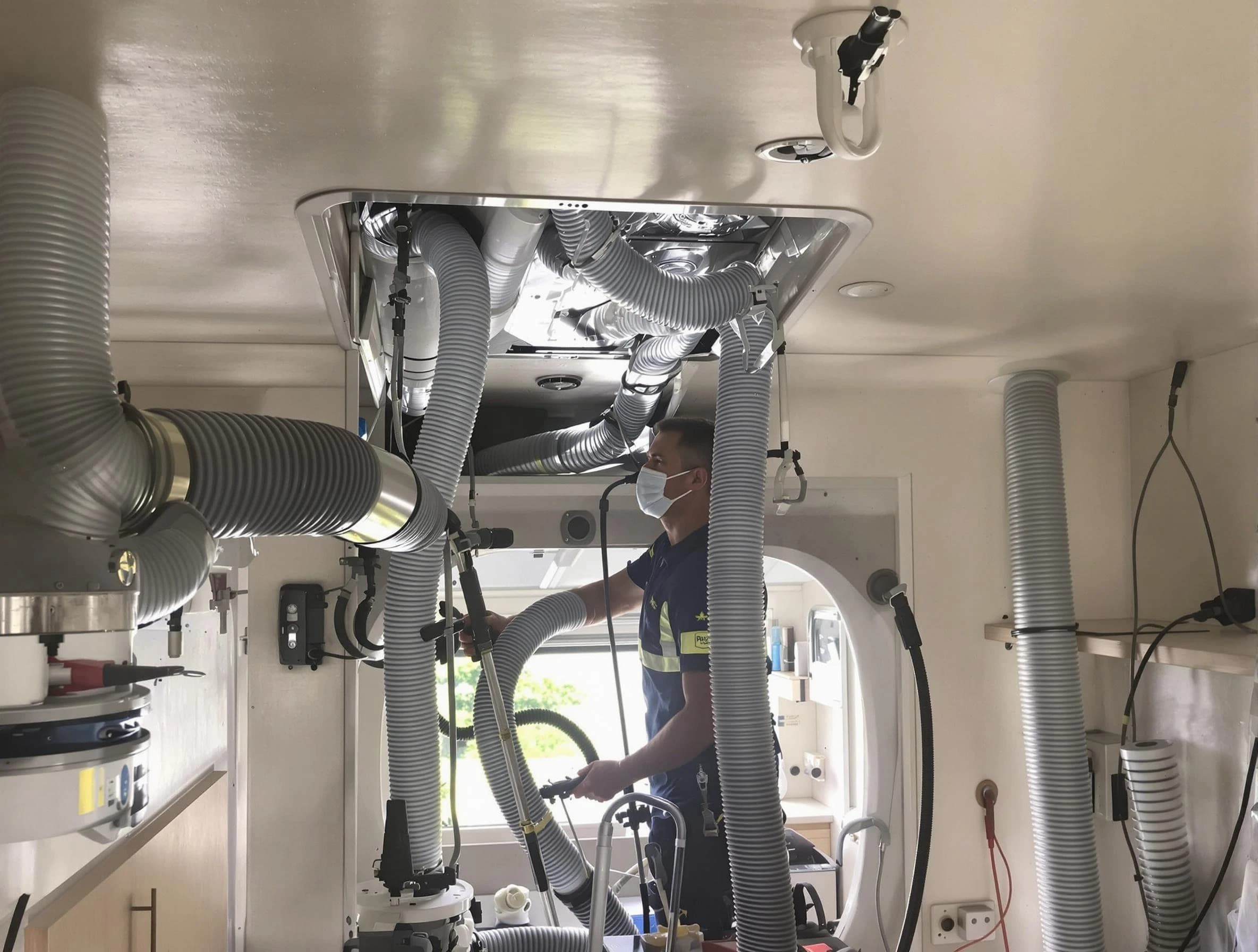 Orange Air Duct Cleaning specialist performing precise mobile home duct cleaning in Orange