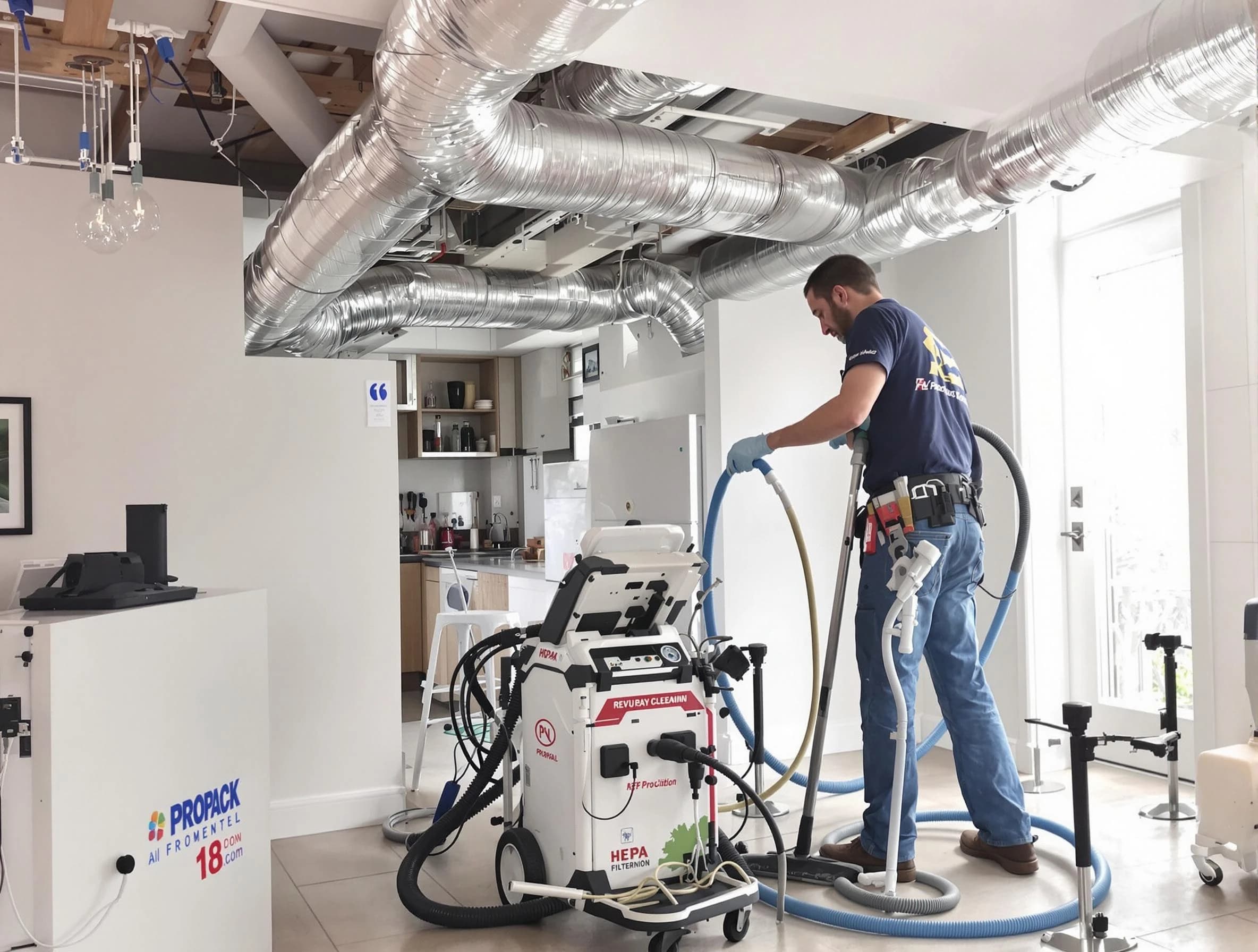 Orange Air Duct Cleaning technician performing advanced pure duct cleaning with specialized equipment in Orange